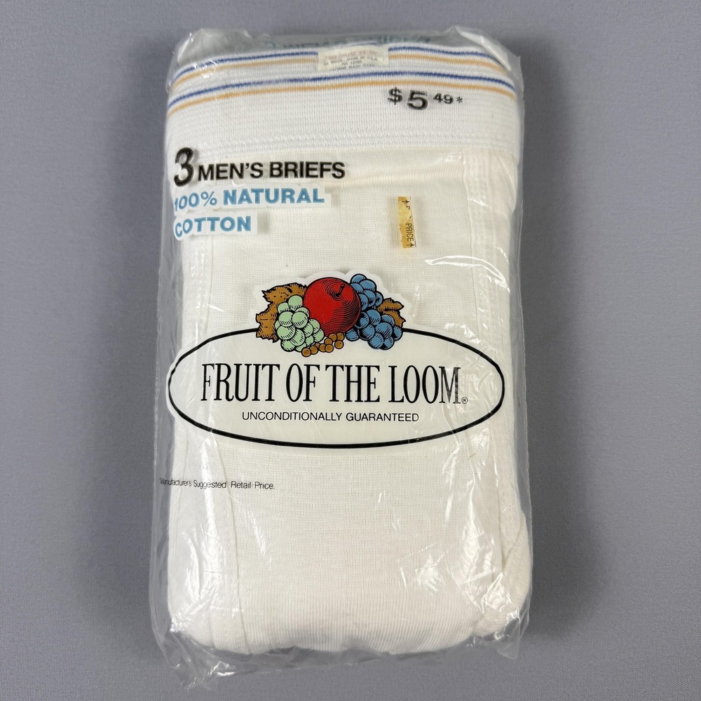 Vintage Fruit of the Loom Briefs Mens Medium 34-36 Made USA 3 Pack 1978